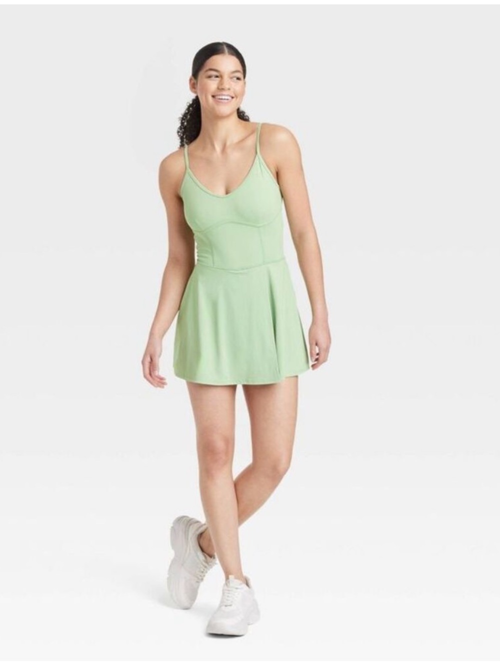 JoyLab Sage Green Athletic Dress with Built-In Shorts